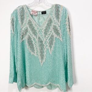 Vintage Fantasy by Lisa Kane Beaded Sequin Formal Top Size Medium